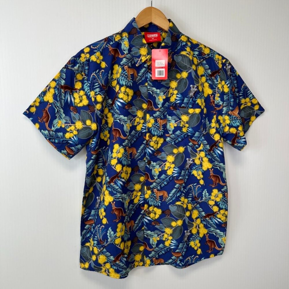 Lowes Button Up Men Medium Koala Kangaroo Floral Shirt Australia Party Core Ne